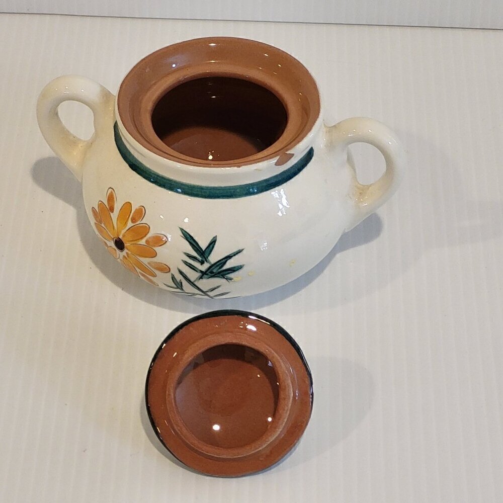 Vintage STANGL Pottery Mid Century Modern SUGAR BOWL Lid Garden Flower Trenton - Picture 10 of 13